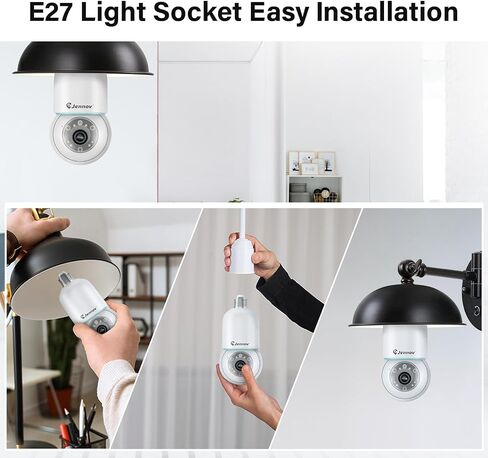 Jennov 5MP Light Bulb Security Camera Wireless Outdoor IP66 Waterproof - 5Ghz&2.4Ghz Indoor Cameras for Home Security, 360° Lightbulb Socket Camera, Color Night Vision, Motion Detect, Auto Tracking in Saudi Arabia