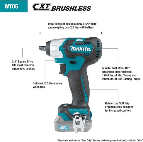 Makita WT05Z 12V max CXT® Lithium-Ion Brushless Cordless 3/8" Sq. Drive Impact Wrench, Tool Only in Saudi Arabia