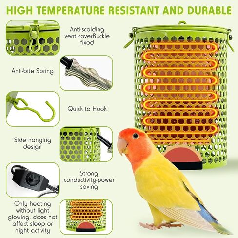 Hamiledyi Ceramic Heat Lamp Bulb with Lampshade,Reptile Heat Lamp Guard 100W Bird Cage Heater Adjustable Temperature Anti-Scald Heating Bulb No Light Emitter for Reptile,Bearded in Saudi Arabia