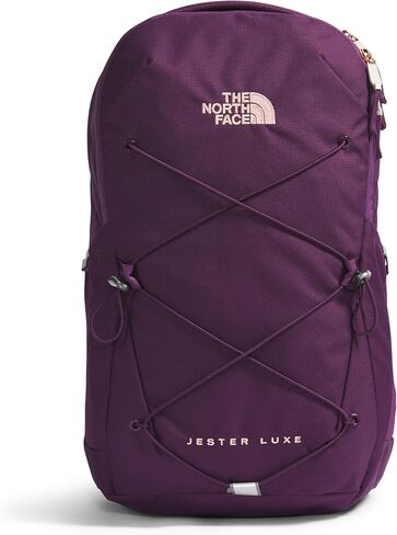 حقيبة ظهر للكمبيوتر المحمول من THE NORTH FACE للنساء للاستخدام اليومي Jester، لون الكشمش الأسود والأرجواني/المرجاني المحروق المعدني، مقاس واحد in Saudi Arabia