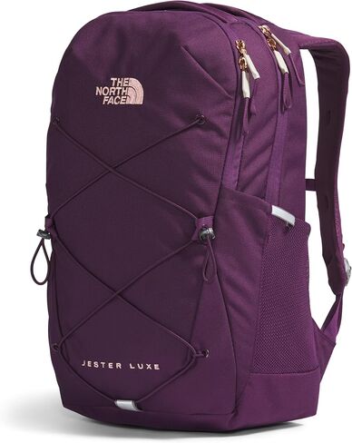 حقيبة ظهر للكمبيوتر المحمول من THE NORTH FACE للنساء للاستخدام اليومي Jester، لون الكشمش الأسود والأرجواني/المرجاني المحروق المعدني، مقاس واحد in Saudi Arabia