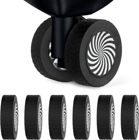 8pcs Luggage Wheel Protector Covers, 2.05x0.55 Inch Silicone Suitcase Wheel Covers Black White Design Accessories Noise-Proof for Most Adult Children 8-Spinner Wheels Sleeve Suitcase in Saudi Arabia