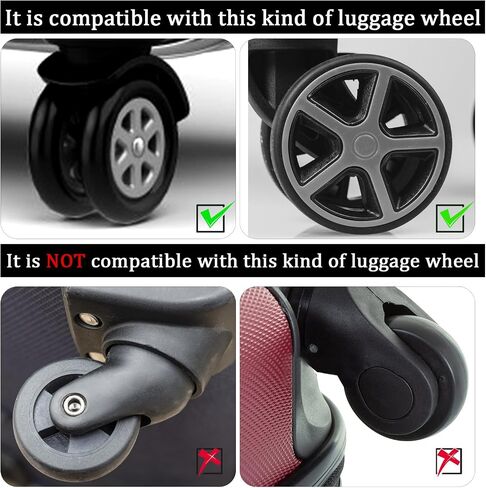 8pcs Luggage Wheel Protector Covers, 2.05x0.55 Inch Silicone Suitcase Wheel Covers Black White Design Accessories Noise-Proof for Most Adult Children 8-Spinner Wheels Sleeve Suitcase in Saudi Arabia