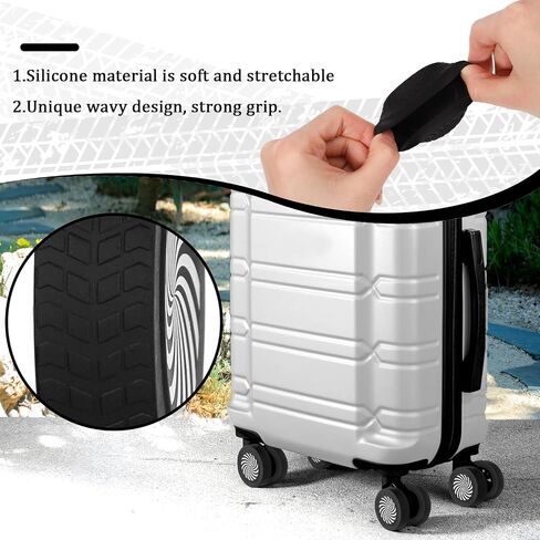 8pcs Luggage Wheel Protector Covers, 2.05x0.55 Inch Silicone Suitcase Wheel Covers Black White Design Accessories Noise-Proof for Most Adult Children 8-Spinner Wheels Sleeve Suitcase in Saudi Arabia