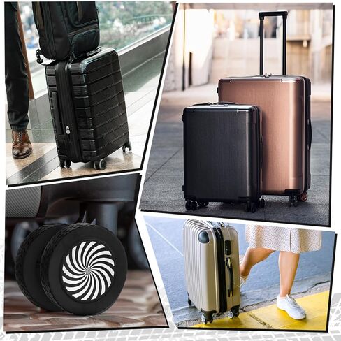 8pcs Luggage Wheel Protector Covers, 2.05x0.55 Inch Silicone Suitcase Wheel Covers Black White Design Accessories Noise-Proof for Most Adult Children 8-Spinner Wheels Sleeve Suitcase in Saudi Arabia