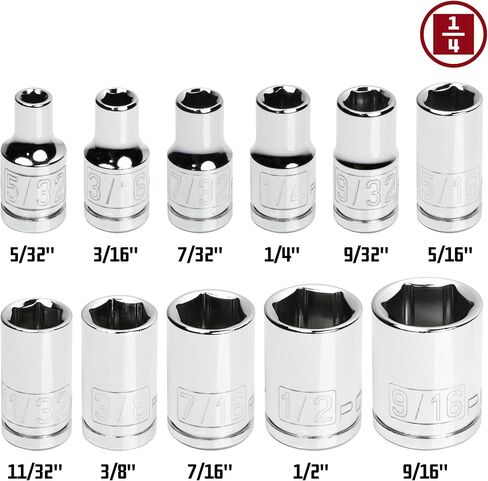 Powerbuilt 11 Piece Metric Shallow Socket Set, 1/4-Inch Drive, 6 Point, Dual Grease Rings, Size Markings - 640498, Silver in Saudi Arabia