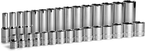 Capri Tools 3/8 in. Drive Shallow and Deep Chrome Socket Set, 6-Point, 5/16 to 1 in, 24-Piece in Saudi Arabia