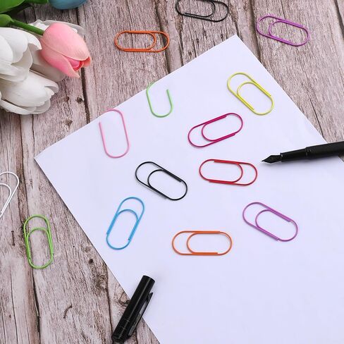 100 قطعة من مشابك الورق الكبيرة مقاس 2 بوصة مع صندوق تخزين، 10 ألوان لطيفة من مشابك الورق الكبيرة ومشابك مخططة للأعمال الورقية واللوازم المكتبية المدرسية in Kuwait