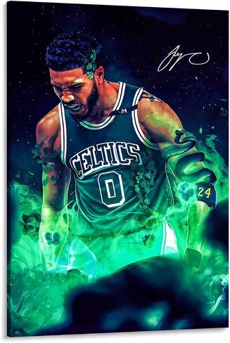 Jayson Tatum Poster Basketball Poster Canvas Art Painting Suitable for Bedroom Living Room Kitchen College Dormitory Wall Decoration (12x18 inch-Unframed,A) in Saudi Arabia