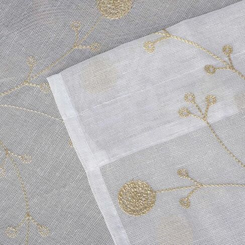 CAROMIO Sheer Cafe Valance ستارة مطرزة باللون البيج الهندباء للنوافذ القصيرة ستارة المطبخ لغرفة المعيشة، 52 × 15 بوصة in Saudi Arabia