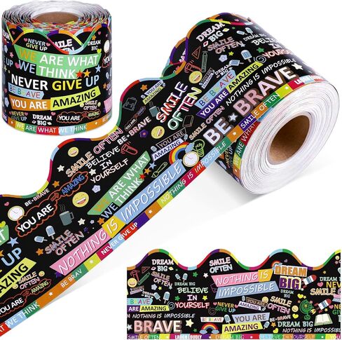 durony 65.6 Feet Inspirational Quota Bulletin Board Boarder Scalloped Border Trims for Back to School Decoration in Saudi Arabia