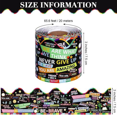 durony 65.6 Feet Inspirational Quota Bulletin Board Boarder Scalloped Border Trims for Back to School Decoration in Saudi Arabia