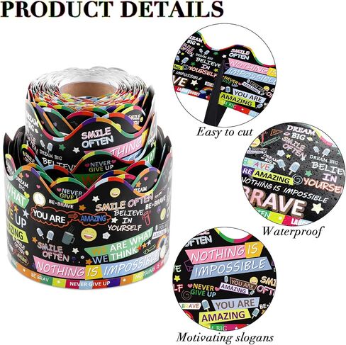 durony 65.6 Feet Inspirational Quota Bulletin Board Boarder Scalloped Border Trims for Back to School Decoration in Saudi Arabia
