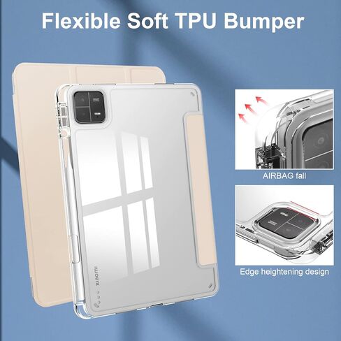 Smart Case with Pen Holder for Xiaomi Pad 6 / Pad 6 Pro (2023) 11 inch, Ratesell Transparent Hard Shell Back Trifold Smart Cover Protective Slim Case for Xiaomi Mi Pad 6 /Pad 6 Pro Blue in Saudi Arabia