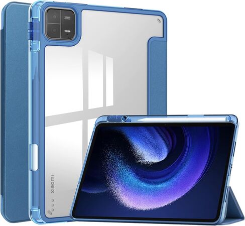 Smart Case with Pen Holder for Xiaomi Pad 6 / Pad 6 Pro (2023) 11 inch, Ratesell Transparent Hard Shell Back Trifold Smart Cover Protective Slim Case for Xiaomi Mi Pad 6 /Pad 6 Pro Blue in Saudi Arabia