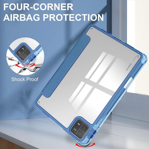 Smart Case with Pen Holder for Xiaomi Pad 6 / Pad 6 Pro (2023) 11 inch, Ratesell Transparent Hard Shell Back Trifold Smart Cover Protective Slim Case for Xiaomi Mi Pad 6 /Pad 6 Pro Blue in Saudi Arabia