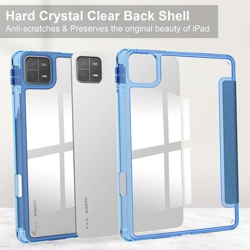 Smart Case with Pen Holder for Xiaomi Pad 6 / Pad 6 Pro (2023) 11 inch, Ratesell Transparent Hard Shell Back Trifold Smart Cover Protective Slim Case for Xiaomi Mi Pad 6 /Pad 6 Pro Blue in Saudi Arabia