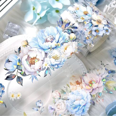 2 متر/لفة الليزر الأزرق الزهور اشي الشريط خمر الأزرق زهرة اشي ملصقات الشريط شريط زخرفي واسع للحرف اليدوية الحيوانات الأليفة الشريط الزخرفية شريطٌ لاصق أشرطة اشي الجمالية in Kuwait