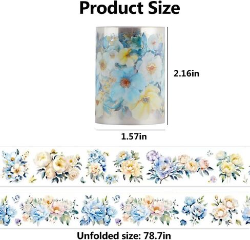 2 متر/لفة الليزر الأزرق الزهور اشي الشريط خمر الأزرق زهرة اشي ملصقات الشريط شريط زخرفي واسع للحرف اليدوية الحيوانات الأليفة الشريط الزخرفية شريطٌ لاصق أشرطة اشي الجمالية in Kuwait