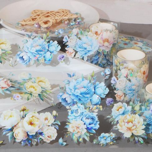 2 متر/لفة الليزر الأزرق الزهور اشي الشريط خمر الأزرق زهرة اشي ملصقات الشريط شريط زخرفي واسع للحرف اليدوية الحيوانات الأليفة الشريط الزخرفية شريطٌ لاصق أشرطة اشي الجمالية in Kuwait