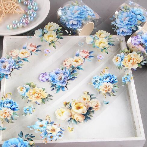 2 متر/لفة الليزر الأزرق الزهور اشي الشريط خمر الأزرق زهرة اشي ملصقات الشريط شريط زخرفي واسع للحرف اليدوية الحيوانات الأليفة الشريط الزخرفية شريطٌ لاصق أشرطة اشي الجمالية in Kuwait