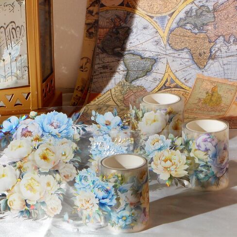 2 متر/لفة الليزر الأزرق الزهور اشي الشريط خمر الأزرق زهرة اشي ملصقات الشريط شريط زخرفي واسع للحرف اليدوية الحيوانات الأليفة الشريط الزخرفية شريطٌ لاصق أشرطة اشي الجمالية in Kuwait