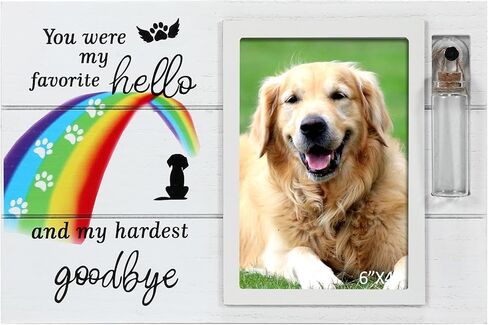 Dog Memorial Picture Frame with Rainbow Bridge, Dog Death Sympathy Gifts with Pet Urns for Dogs Ashes, Fur Baby Passing Away Gifts, Pet Loss Remembrance Photo Frame, Pet Keepsake to Condolences in Saudi Arabia