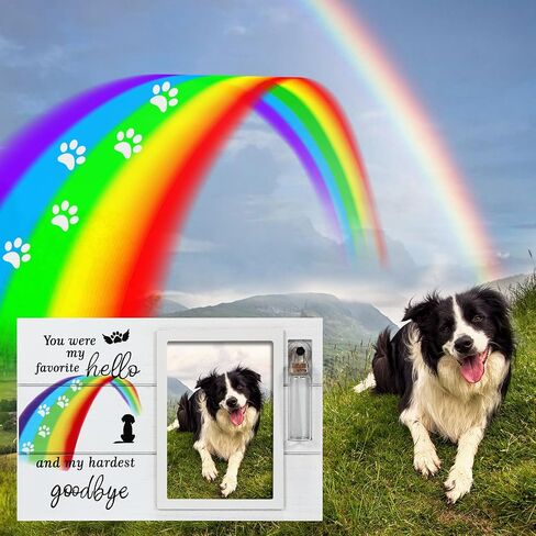 Dog Memorial Picture Frame with Rainbow Bridge, Dog Death Sympathy Gifts with Pet Urns for Dogs Ashes, Fur Baby Passing Away Gifts, Pet Loss Remembrance Photo Frame, Pet Keepsake to Condolences in Saudi Arabia