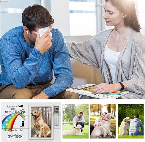 Dog Memorial Picture Frame with Rainbow Bridge, Dog Death Sympathy Gifts with Pet Urns for Dogs Ashes, Fur Baby Passing Away Gifts, Pet Loss Remembrance Photo Frame, Pet Keepsake to Condolences in Saudi Arabia