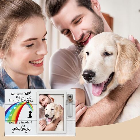 Dog Memorial Picture Frame with Rainbow Bridge, Dog Death Sympathy Gifts with Pet Urns for Dogs Ashes, Fur Baby Passing Away Gifts, Pet Loss Remembrance Photo Frame, Pet Keepsake to Condolences in Saudi Arabia