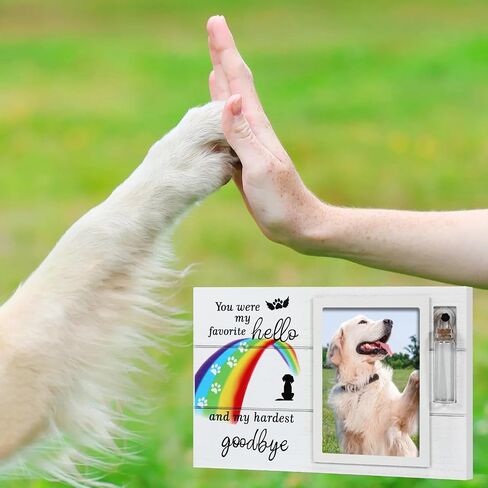 Dog Memorial Picture Frame with Rainbow Bridge, Dog Death Sympathy Gifts with Pet Urns for Dogs Ashes, Fur Baby Passing Away Gifts, Pet Loss Remembrance Photo Frame, Pet Keepsake to Condolences in Saudi Arabia