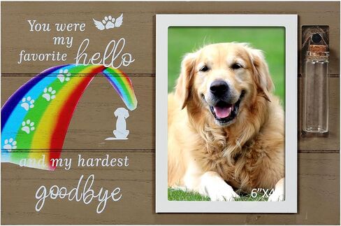 Dog Memorial Picture Frame with Rainbow Bridge, Dog Death Sympathy Gifts with Pet Urns for Dogs Ashes, Fur Baby Passing Away Gifts, Pet Loss Remembrance Photo Frame, Pet Keepsake to Condolences in Saudi Arabia