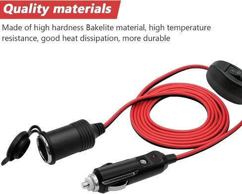 CYNROFVEN 12V Extension Cord - Reliable 12V Cigarette Lighter Plug with On Off Switch - Versatile Extension Socket for Vehicles in Saudi Arabia