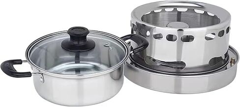 SENYANPAI Hot Pot Alcohol Stove, Spirit Cooker with Pot, Camping Stoves Set，No Power Required,Portable Stainless Steel Liquid Stove, Camping Cooker for Indoor Outdoor Camping Hiking (7In) in Saudi Arabia