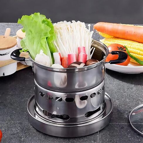 SENYANPAI Hot Pot Alcohol Stove, Spirit Cooker with Pot, Camping Stoves Set，No Power Required,Portable Stainless Steel Liquid Stove, Camping Cooker for Indoor Outdoor Camping Hiking (7In) in Saudi Arabia