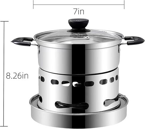 SENYANPAI Hot Pot Alcohol Stove, Spirit Cooker with Pot, Camping Stoves Set，No Power Required,Portable Stainless Steel Liquid Stove, Camping Cooker for Indoor Outdoor Camping Hiking (7In) in Saudi Arabia