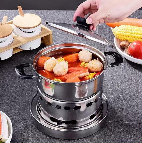 SENYANPAI Hot Pot Alcohol Stove, Spirit Cooker with Pot, Camping Stoves Set，No Power Required,Portable Stainless Steel Liquid Stove, Camping Cooker for Indoor Outdoor Camping Hiking (7In) in Saudi Arabia