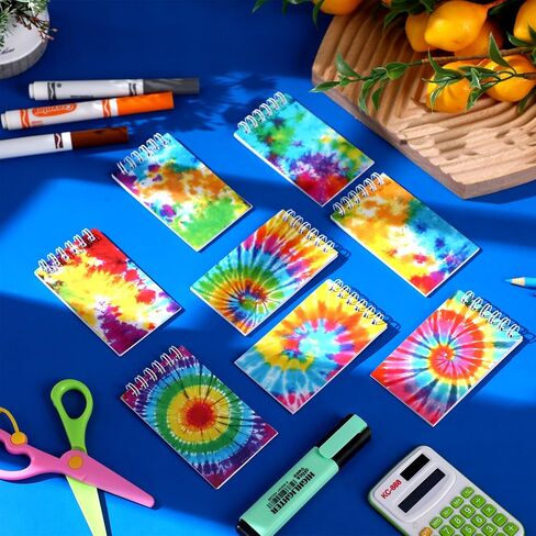 Zonon 48 Pieces Mini Tie Dye Notepads Tie Dye Party Favors Art Party Spiral Pocket Notebooks Fun Coil Mini Notepads for Kids Tie Dye Birthday Party Goodie Bag Fillers Classroom Rewards, 8 Style in Saudi Arabia