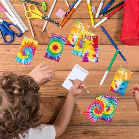 Zonon 48 Pieces Mini Tie Dye Notepads Tie Dye Party Favors Art Party Spiral Pocket Notebooks Fun Coil Mini Notepads for Kids Tie Dye Birthday Party Goodie Bag Fillers Classroom Rewards, 8 Style in Saudi Arabia