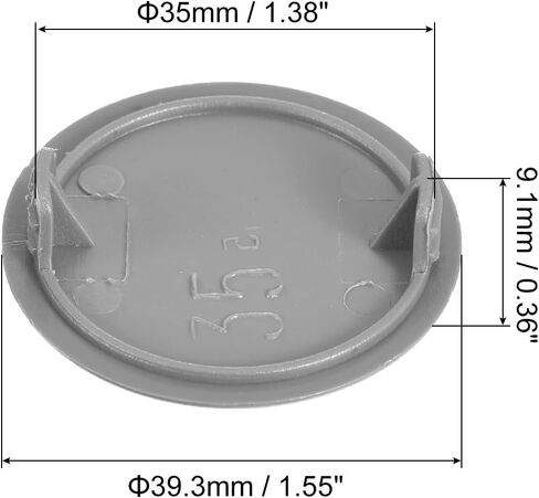 uxcell 20Pcs Hinge Hole Covers, 35mm(1 3/8") Dia Plastic Concealed Hole Cover Round Flush Type Caps for Furniture Cabinet Cupboard, Black in Saudi Arabia