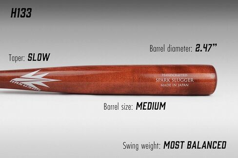Spark H133 Wooden Baseball Bat Maple Wood Gamebat Practice Training Bat [Made in Japan] with Coupon at Checkout in Kuwait