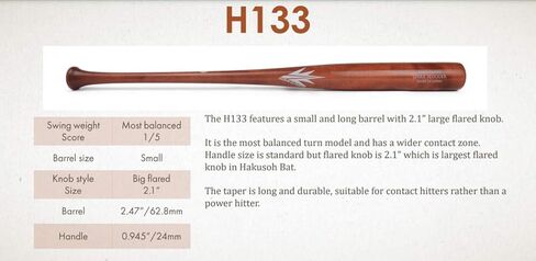 Spark H133 Wooden Baseball Bat Maple Wood Gamebat Practice Training Bat [Made in Japan] with Coupon at Checkout in Kuwait
