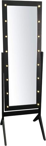 eHomeProducts مصابيح LED بلمسة نهائية سوداء، مرآة أرضية خشبية لغرفة النوم، حامل مرآة مكياج هوليوود in Kuwait