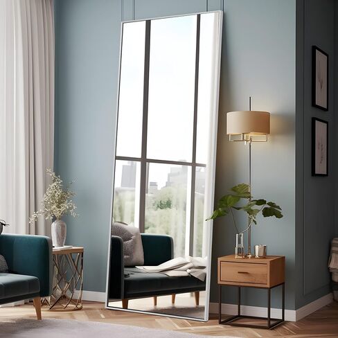 NeuType Full Length Mirror, 65" x 22" Aluminum Alloy Frame Floor Mirror with Stand, Mirror Full Length, Free Standing or Wall Mounted or Leaning Against Wall, Brushed Silver in Saudi Arabia