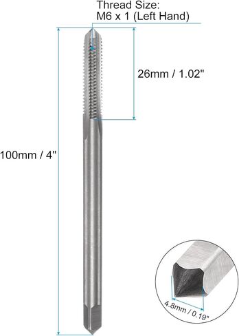 uxcell Metric Thread Tap M6 x 1 H2 Left Hand 100mm Extra Long Straight Flute Screw Thread Milling Machine Taps Threading Tapping Repair Tool in Saudi Arabia