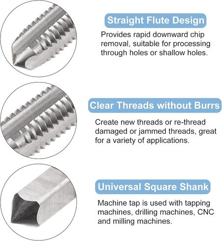 uxcell Metric Thread Tap M6 x 1 H2 Left Hand 100mm Extra Long Straight Flute Screw Thread Milling Machine Taps Threading Tapping Repair Tool in Saudi Arabia