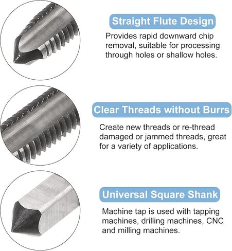 uxcell Metric Thread Tap M6 x 1 H2 Left Hand 100mm Extra Long Straight Flute Screw Thread Milling Machine Taps Threading Tapping Repair Tool in Saudi Arabia
