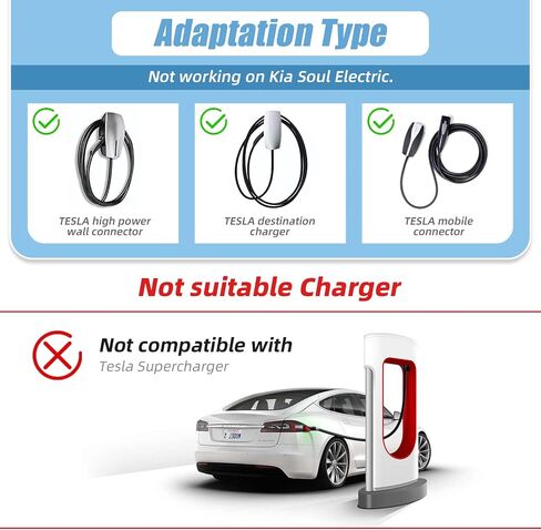 Max 80Amp J1772 EVs Adapter, Tesla to J1772 EVs Charge Adapter with Free Travel Case, EV Charger Adapter with Anti-Drop Lock, Working on Tesla High Powered Wall Connector, Destination Charger in Saudi Arabia