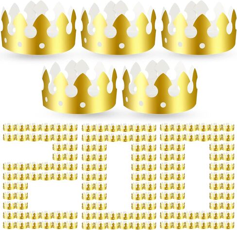 200 Pcs Golden Paper Crowns Bulk Gold Princess King Crown Party Hats for Kids Adults Birthday Decoration in Saudi Arabia