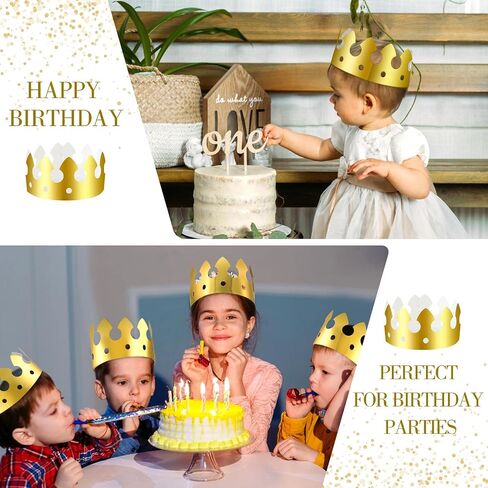 200 Pcs Golden Paper Crowns Bulk Gold Princess King Crown Party Hats for Kids Adults Birthday Decoration in Saudi Arabia